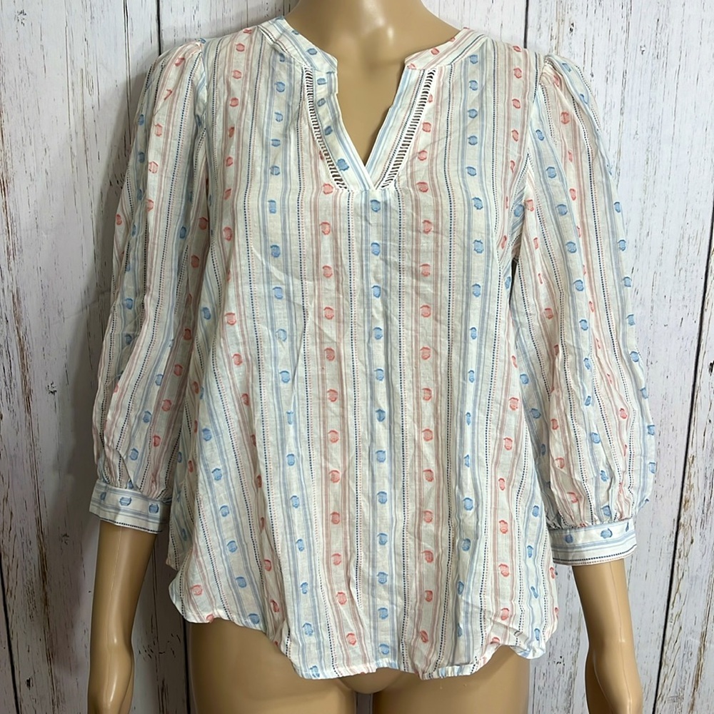 Morgan Claire 3/4 Sleeves 100% Cotton Blouse Size Small